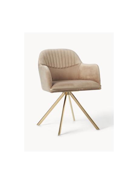 Chaise pivotante en velours Lola, Velours beige, pieds dorés, larg. 53 x prof. 55 cm