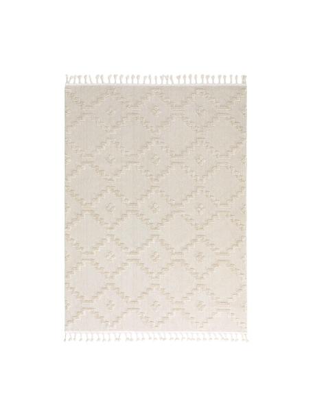 Tappeto boho color crema con motivo a rilievo Oyo, Retro: 100% cotone, Crema, Larg. 80 x Lung. 150 cm (taglia XS)