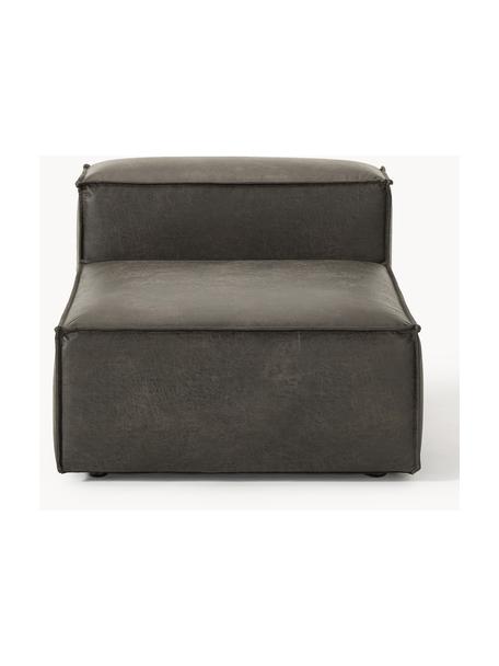 Módulo central sofá de cuero reciclado Lennon, Tapizado: cuero reciclado (70% cuer, Estructura: madera maciza, madera con, Patas: plástico Este producto es, Cuero gris pardo, An 89 x F 119 cm