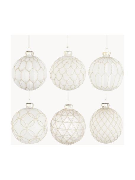 Boules de Noël Chiara, 6 pièces, Verre, Doré, blanc, Ø 8 cm