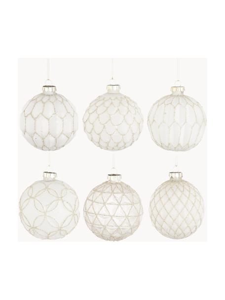 Set de bolas de Navidad Chiara, 6 uds., Vidrio, Dorado, blanco, Ø 8 cm
