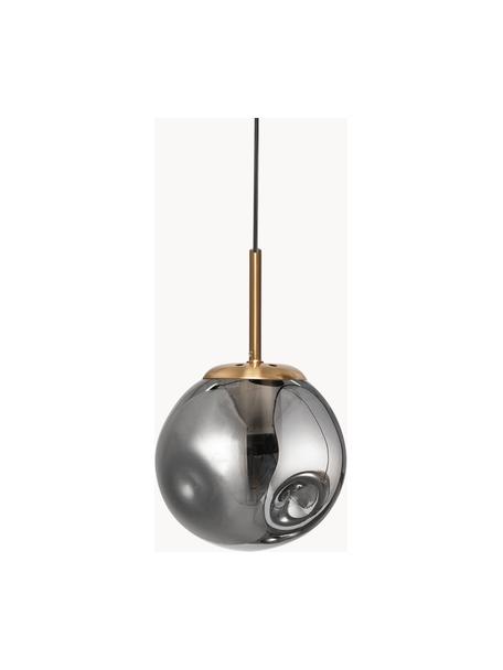 Kleine hanglamp Spada van glas, Lampenkap: glas, Messingkleurig, grijs, Ø 15 x H 28 cm