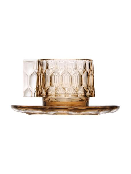 Filiżanka ze spodkiem Jellies, 4 szt., Tworzywo sztuczne, Pomarańczowy, transparentny, Ø 6 x W 7 cm, 90 ml
