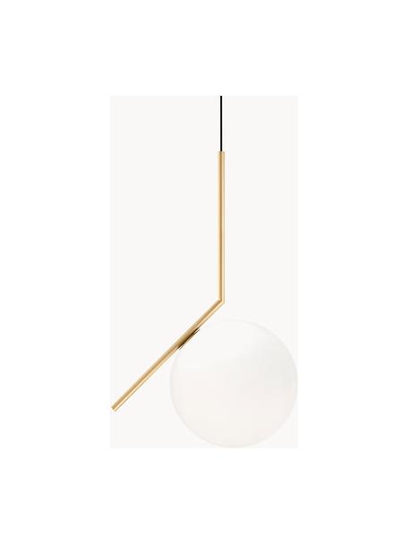 Lampa wisząca ze szkła dmuchanego IC Lights, W 70 cm, Stelaż: stal powlekana, Odcienie złotego, matowy, biały, S 36 x W 70 cm