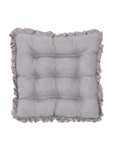 Sitzkissen Camille in Grau mit Rüschen, Bezug: 60% Polyester, 25% Baumwo, Grau, B 40 x L 40 cm