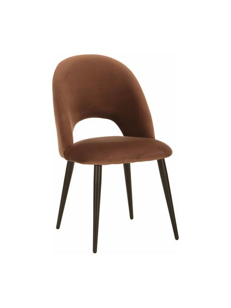 Krzesło tapicerowane z aksamitu Rachel, Tapicerka: aksamit (100% poliestr) D, Nogi: metal malowany proszkowo, Aksamitny brązowy, S 53 x G 57 cm