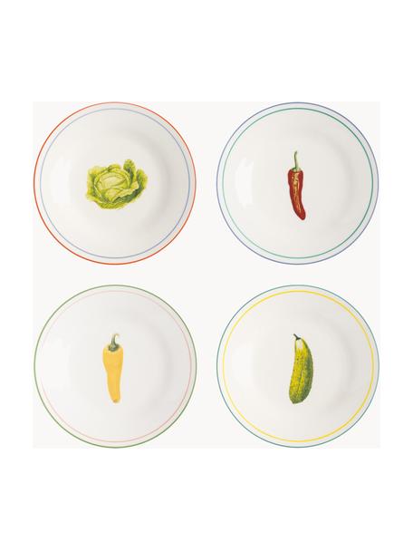Set di 4 piatti da colazione in fine bone china Vegetable, Fine bone china, Multicolore, Ø 21 cm