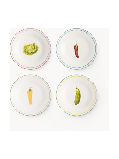 Set di 4 piatti da colazione in fine bone china Vegetable, Fine bone china, Multicolore, Ø 21 cm