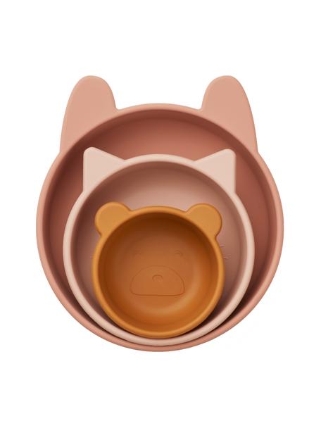 Sada misek Eddie, 3 díly, 100 % silikon, Růžová, béžová, oranžová, Sada s různými velikostmi