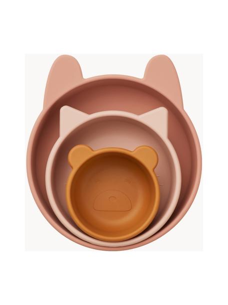 Sada misek Eddie, 3 díly, 100 % silikon, Růžová, béžová, oranžová, Sada s různými velikostmi