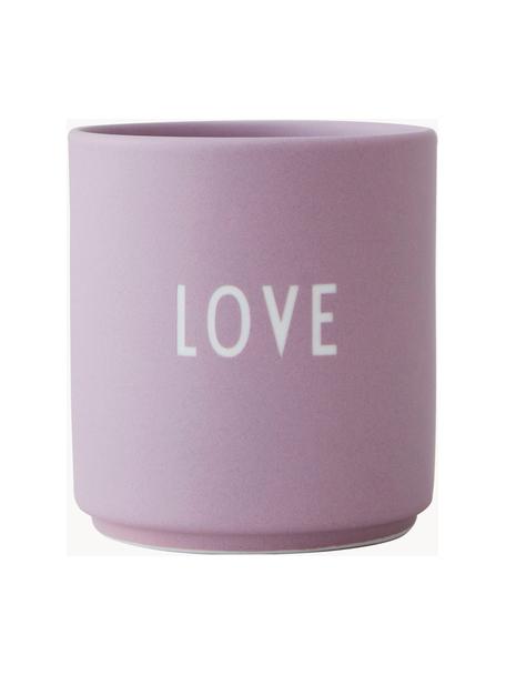 Design beker Favourite LOVE met opschrift, Fine Bone China (porselein), Lavendel (Love), Ø 8 x H 9 cm, 250 ml