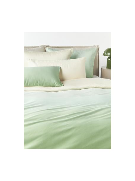 Housse de couette en satin de coton Jania, Tons verts, larg. 240 x long. 220 cm