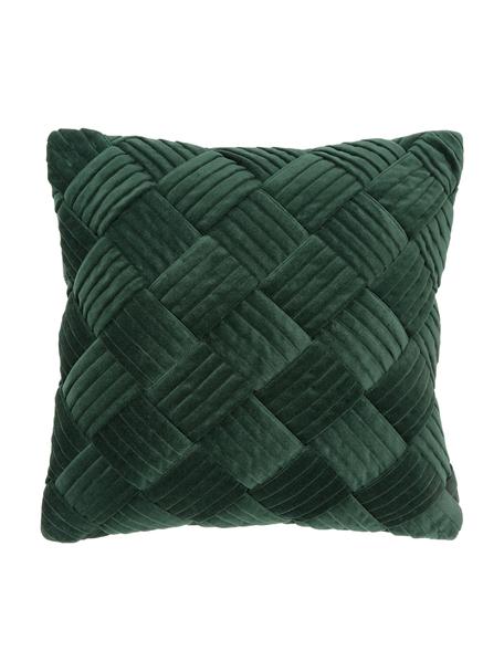 Zamatový poťah na vankúš so štruktúrovaným vzorom Sina, Zamat (100 % bavlna), Tmavozelená, Š 45 x D 45 cm