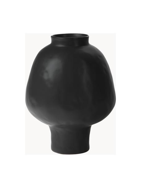 Jarrón artesanal de cerámica de diseño Saki, Cerámica, Negro, Ø 25 x Al 32 cm