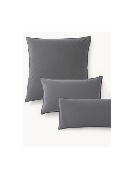 Funda de almohada de percal lavado Debbie, Gris oscuro, An 50 x L 70 cm