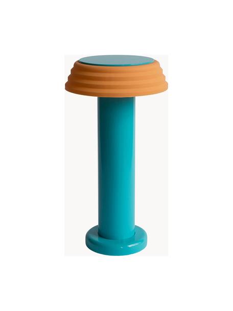Lámpara de mesa pequeña LED regulable Geometry, Pantalla: silicona, Estructura: metal recubierto, Cable: plástico, Azul petróleo, naranja, Ø 13 x Al 24 cm