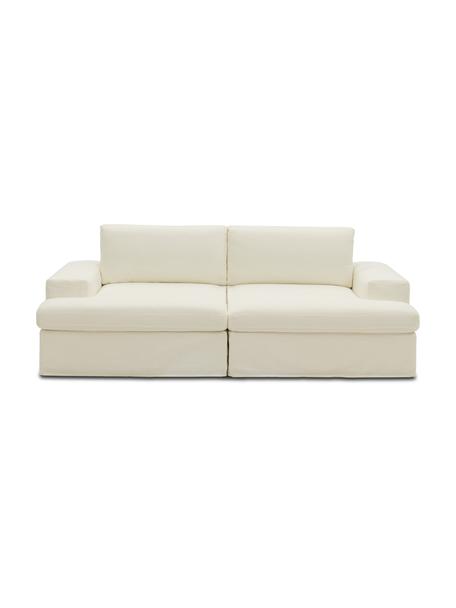 Sofa modułowa Russell (2-osobowa), Tapicerka: 100% bawełna Dzięki tkani, Stelaż: lite drewno sosnowe z cer, Nogi: tworzywo sztuczne, Biały, S 206 x W 77 cm