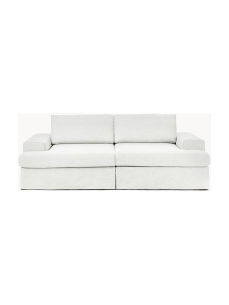 Canapé modulable 3 places avec revêtement amovible Russell, Tissu blanc cassé, larg. 206 x prof. 103 cm
