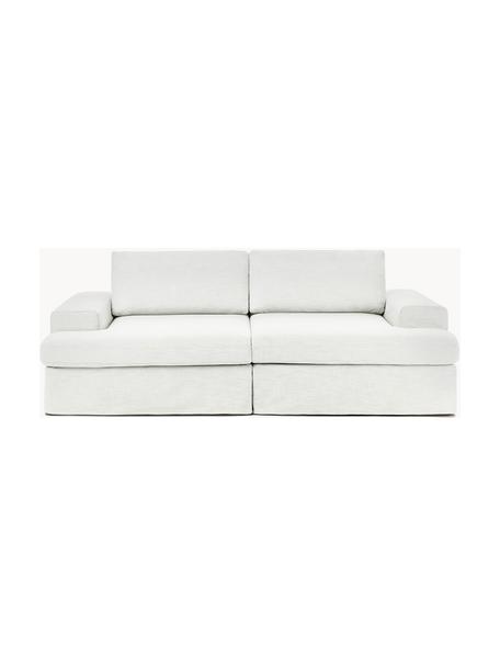 Sofa modułowa Russell (3-osobowa), Tapicerka: 100% bawełna Dzięki tkani, Stelaż: lite drewno sosnowe, skle, Nogi: tworzywo sztuczne Ten pro, Tkanina w odcieniu złamanej bieli, S 206 x G 103 cm