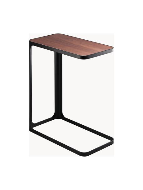 Tavolino con piano in legno Frame, Struttura: acciaio verniciato a polv, Nero, legno scuro, Larg. 45 x Alt. 52 cm
