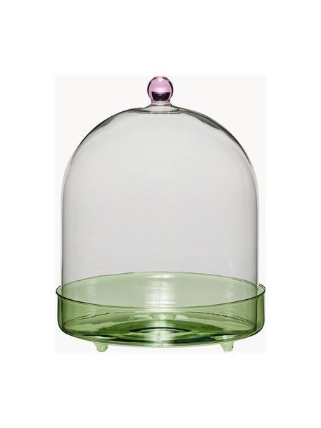 Handgemaakte opbergpot Flora, Glas, Groen, lila, Ø 16 x H 22 cm