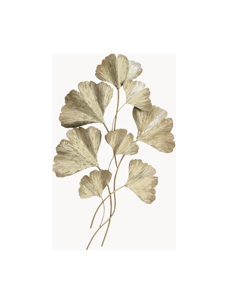 Wandobject Ginkgo van metaal, Gelakt metaal, Goudkleurig, B 61 cm x H 95 cm