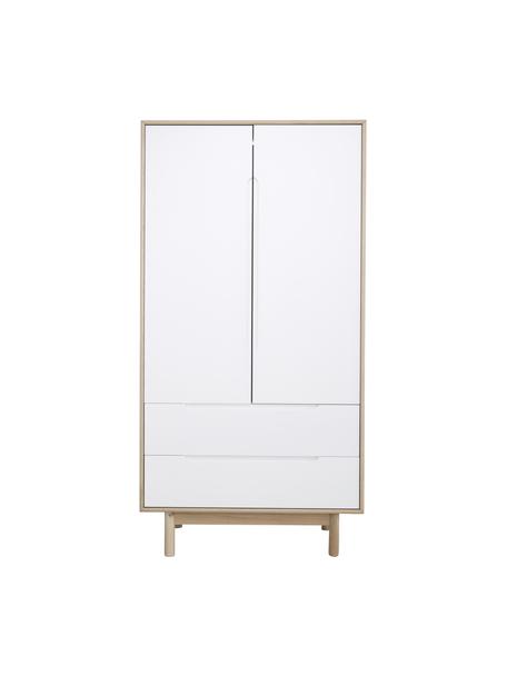 Kledingkast Cassy, 2 deuren, Poten: massief eikenhout, Licht hout, wit, B 100 x H 195 cm