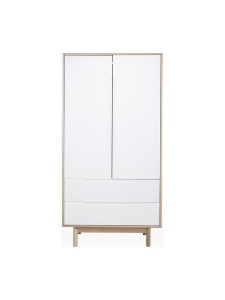 Kleine kledingkast Cassy, 2 deuren, Eikenhout, wit, B 100 x H 195 cm