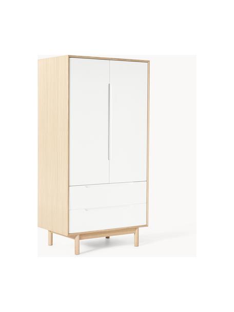 Armario Cassy, 2 puertas, Patas: madera de roble Este prod, Madera de roble, blanco, An 100 x Al 195 cm