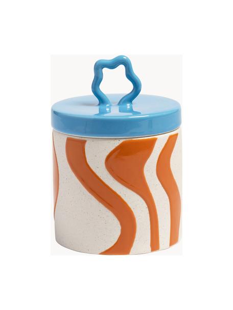 Boîte de rangement Liquid, Grès cérame, Blanc cassé, orange, bleu, Ø 11 x haut. 15 cm