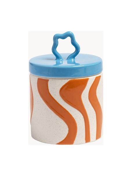 Boîte de rangement Liquid, Grès cérame, Blanc cassé, orange, bleu, Ø 11 x haut. 15 cm