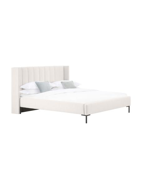 Letto imbottito Dusk, Rivestimento: tessuto finemente struttu, Piedini: metallo verniciato a polv, Tessuto greige, Larg. 140 x Lung. 200 cm