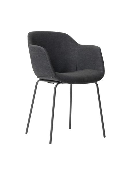Židle s područkami s úzkým skořepinovým sedákem Fiji, Černá, Š 58 cm, H 56 cm