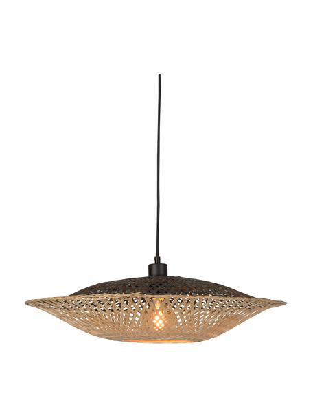 Lampada a sospensione grande in bambù Kalimantan, Paralume: bambù, Baldacchino: plastica, Marrone, nero, Ø 60 x Alt. 15 cm