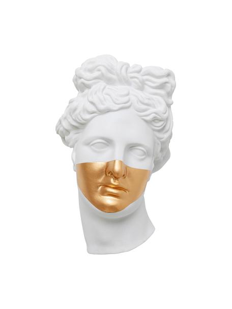 Handgemaakt wandobject Apollo met wandschaalfunctie, Polyresin, gelakt, Wit, goudkleurig, B 26 x H 42 cm