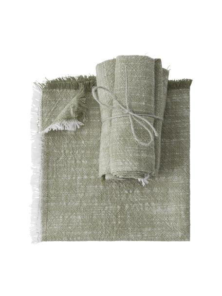 Serviette de table coton vert Ivory, 4 pièces, 100 % coton, Vert, larg. 40 x long. 40 cm