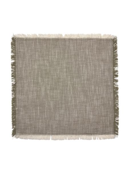 Serwetka z bawełny z frędzlami Ivory, 4 szt., 100% bawełna, Brązowy, S 40 x D 40 cm