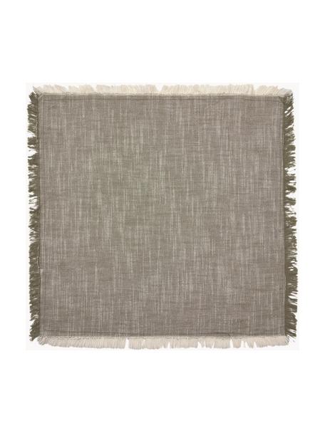 Stoffen servetten Ivory met franjes, 4 stuks, 100% katoen, Bruin, B 40 x L 40 cm