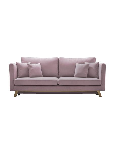 Sofa rozkładana z miejscem do przechowywania Triplo (3-osobowa), Tapicerka: 100% poliester, w dotyku , Nogi: metal lakierowany, Blady różowy, S 216 x G 105 cm
