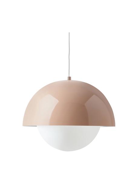 Hanglamp Lucille in blush, Baldakijn: geborsteld metaal, Wit, blos, Ø 25 x H 90 cm