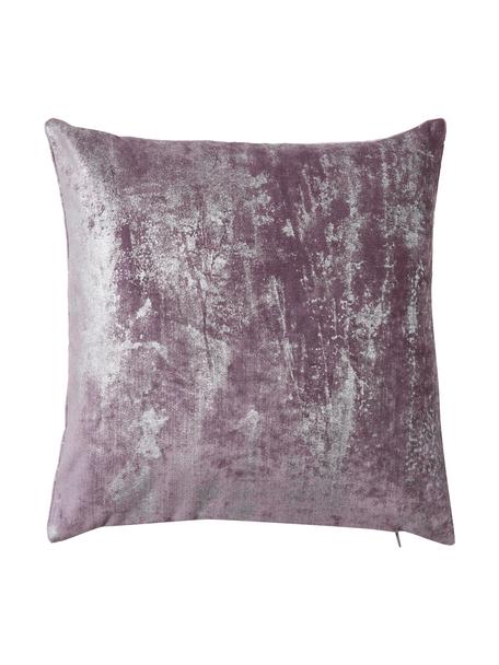Poszewka na poduszkę z aksamitu Shiny, 100% aksamit poliestrowy, Blady różowy, odcienie srebrnego, S 40 x D 40 cm