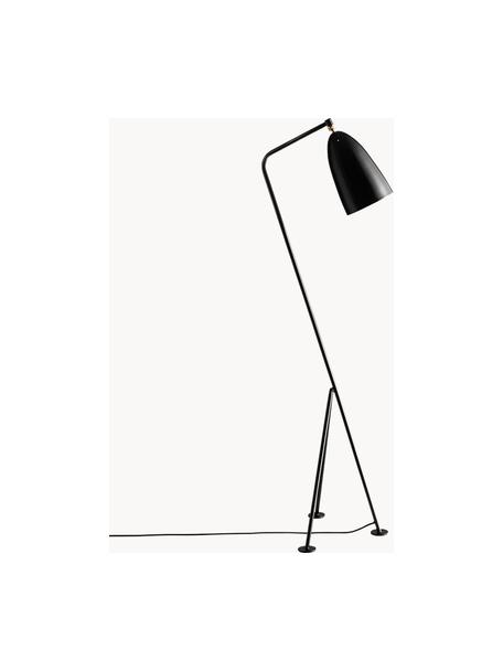 Lámpara de lectura pequeña ajustable Gräshoppa, Lámpara: acero con pintura en polv, Cable: plástico, Negro, latón, Al 125 cm