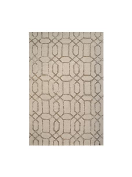 Ručne tuftovaný vlnený koberec s reliéfom Vegas, Béžová, krémová, Š 200 x D 300 cm (veľkosť L)