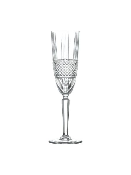 Flûte à champagne en cristal brillant avec relief, 6 pièces, Cristal, Transparent, Ø 6 x 23 cm, 180 ml