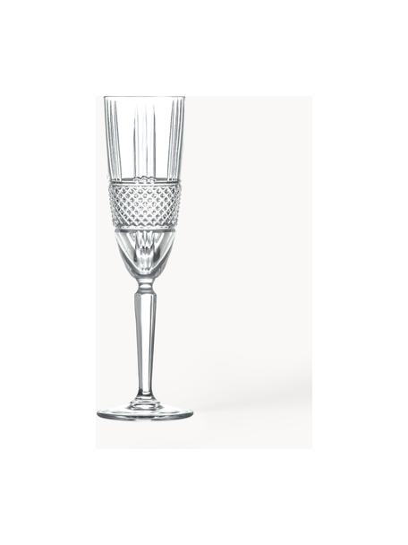 Flute champagne in cristallo con rilievo Brillante 6 pz, Cristallo, Trasparente, Ø 6 x Alt. 23 cm, 180 ml