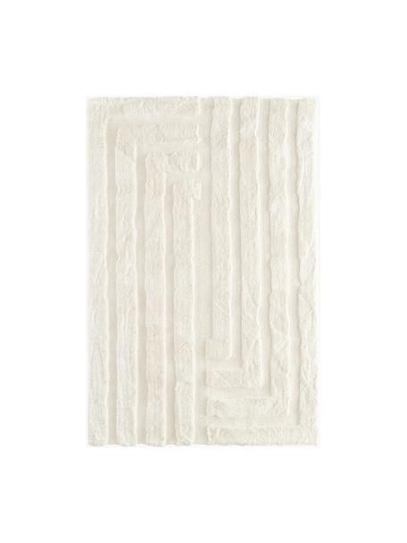 Tapis moelleux à poils longs texturé Genève, Blanc crème, larg. 200 x long. 300 cm (taille L)