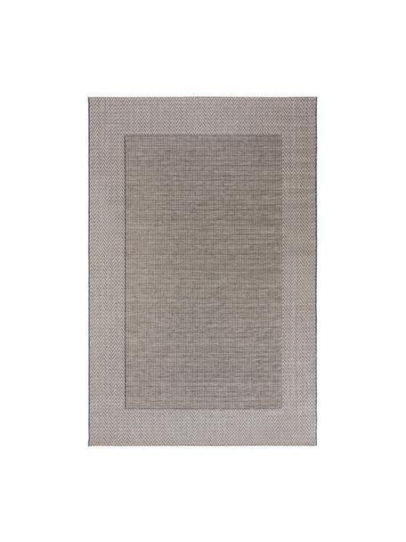 Tapis intérieur-extérieur River, 100 % polypropylène, Blanc crème, bleu, larg. 100 x long. 150 cm (taille S)