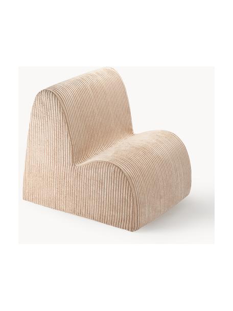 Fauteuil pour enfant en velours côtelé Cloud, Velours côtelé beige, larg. 50 x prof. 60 cm