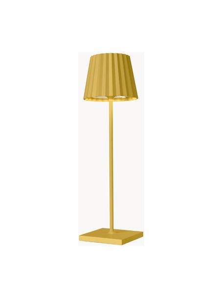 Lampada mobile da tavolo per esterni gialla a LED dimmerabile Trellia, Paralume: alluminio rivestito, Giallo, nero, Ø 12 x Alt. 38 cm