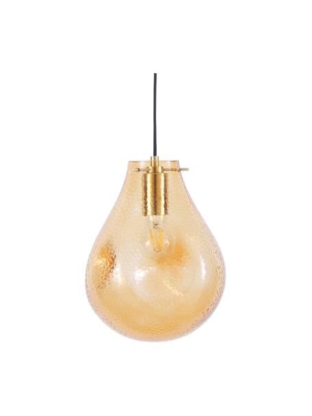 Lámpara de techo pequeña de vidrio Kedu, Pantalla: vidrio, Anclaje: metal galvanizado, Cable: cubierto en tela, Amarillo, Ø 23 x Al 29 cm